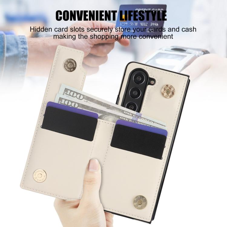 For Samsung Galaxy Z Fold7 Rhombic Texture Ring Double Buckle Leather Phone Case