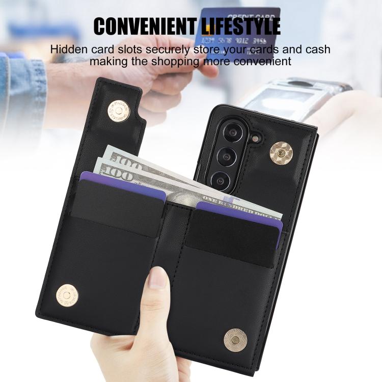 For Samsung Galaxy Z Fold7 Rhombic Texture Ring Double Buckle Leather Phone Case