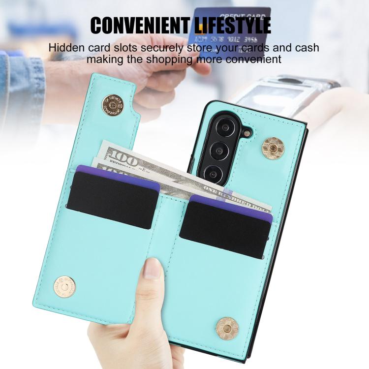 For Samsung Galaxy Z Fold7 Rhombic Texture Ring Double Buckle Leather Phone Case