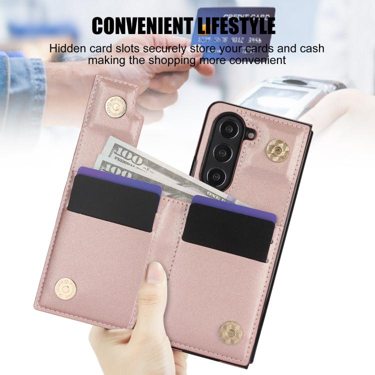 For Samsung Galaxy Z Fold7 Rhombic Texture Ring Double Buckle Leather Phone Case