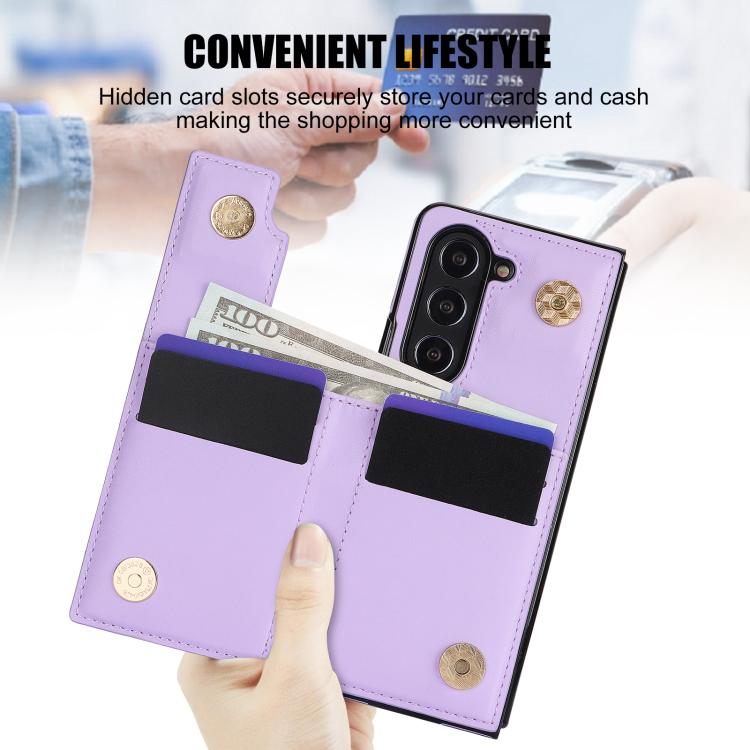For Samsung Galaxy Z Fold7 Rhombic Texture Ring Double Buckle Leather Phone Case