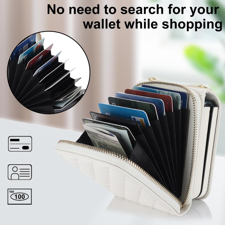 For Samsung Galaxy Z Flip7 5G Large Zipper Card Slot Leather Phone Case with Crossbody Strap