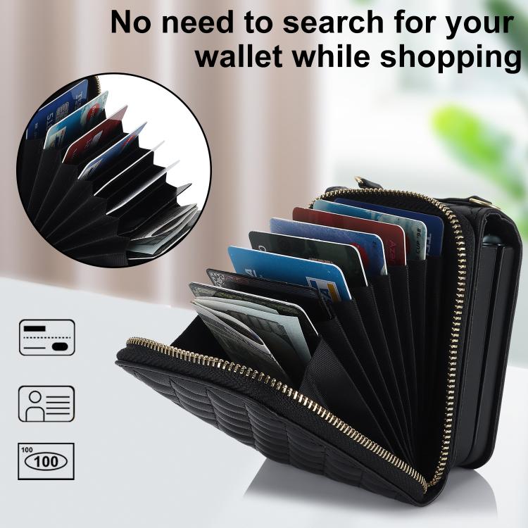 For Samsung Galaxy Z Flip7 5G Large Zipper Card Slot Leather Phone Case with Crossbody Strap