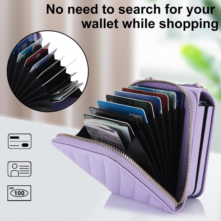 For Samsung Galaxy Z Flip7 5G Large Zipper Card Slot Leather Phone Case with Crossbody Strap