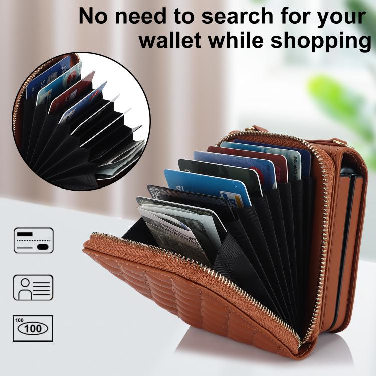 For Samsung Galaxy Z Flip7 5G Large Zipper Card Slot Leather Phone Case with Crossbody Strap