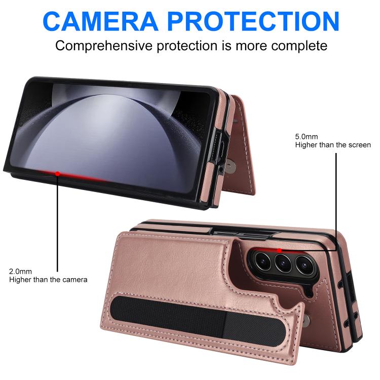 For Samsung Galaxy Z Fold7 Full Coverage Fold Double Buckle PU Phone Case with Pen Slots