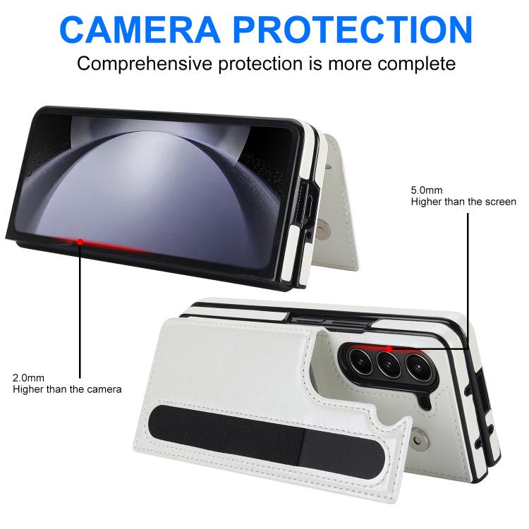 For Samsung Galaxy Z Fold7 Full Coverage Fold Double Buckle PU Phone Case with Pen Slots