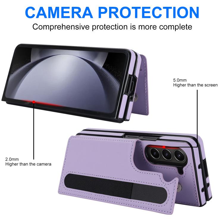 For Samsung Galaxy Z Fold7 Full Coverage Fold Double Buckle PU Phone Case with Pen Slots