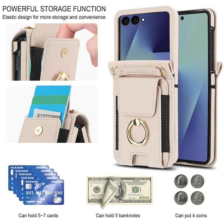 For Samsung Galaxy Z Flip7 5G Ring Holder Wallet Card Slot Leather Phone Case