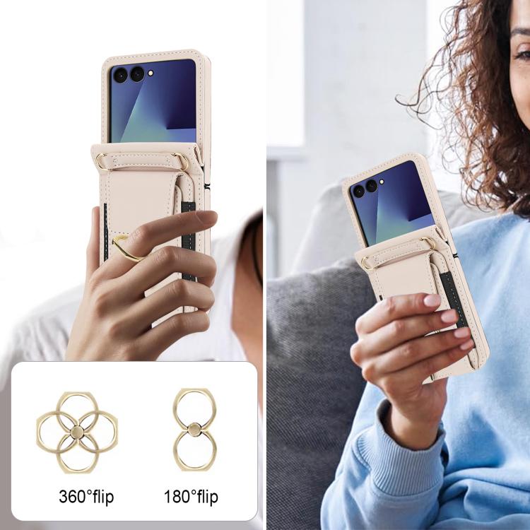 For Samsung Galaxy Z Flip7 5G Ring Holder Wallet Card Slot Leather Phone Case