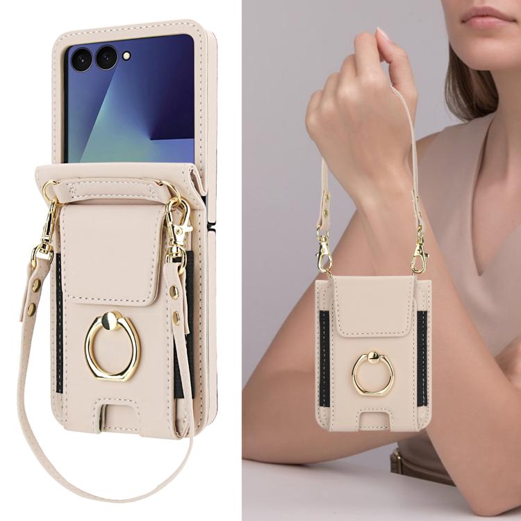 For Samsung Galaxy Z Flip7 5G Ring Holder Wallet Card Slot Leather Phone Case