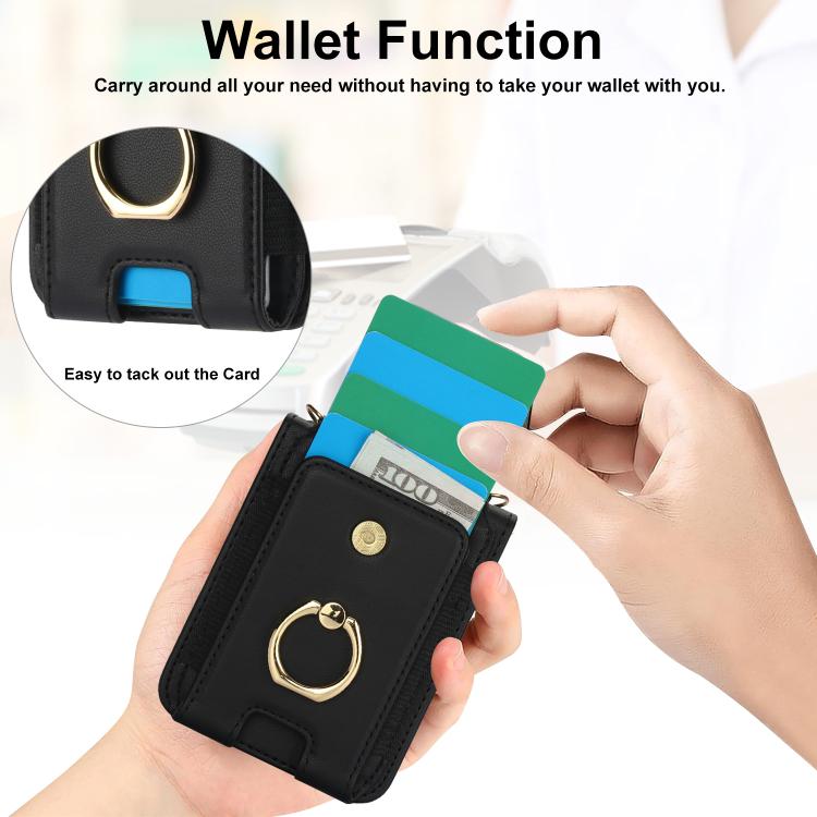 For Samsung Galaxy Z Flip7 5G Ring Holder Wallet Card Slot Leather Phone Case