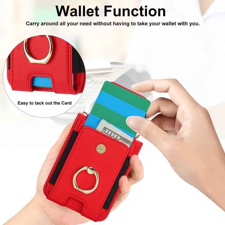 For Samsung Galaxy Z Flip7 5G Ring Holder Wallet Card Slot Leather Phone Case