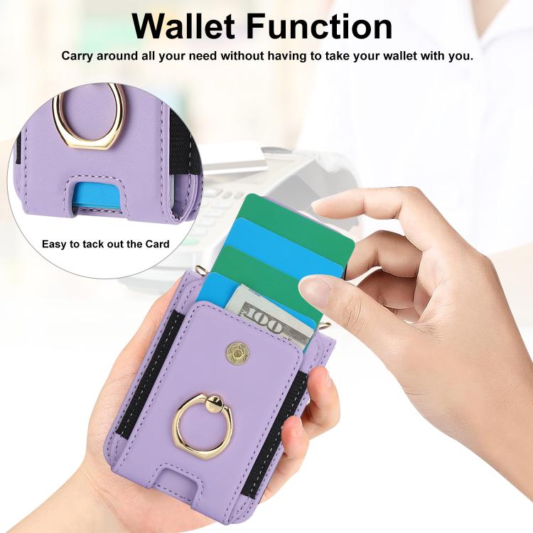 For Samsung Galaxy Z Flip7 5G Ring Holder Wallet Card Slot Leather Phone Case