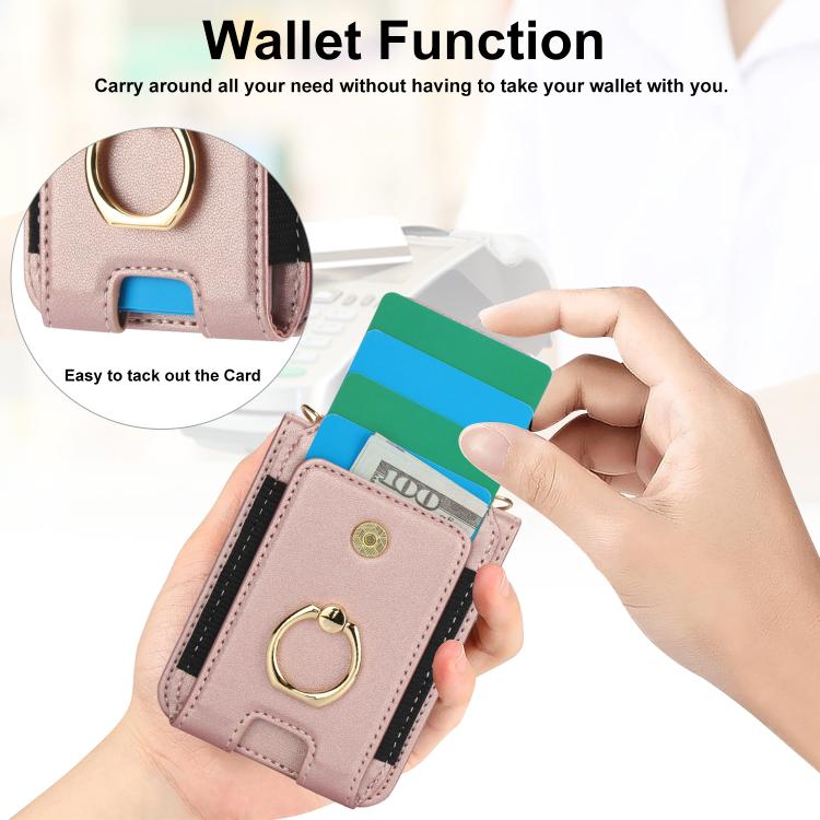 For Samsung Galaxy Z Flip7 5G Ring Holder Wallet Card Slot Leather Phone Case