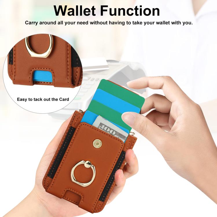 For Samsung Galaxy Z Flip7 5G Ring Holder Wallet Card Slot Leather Phone Case