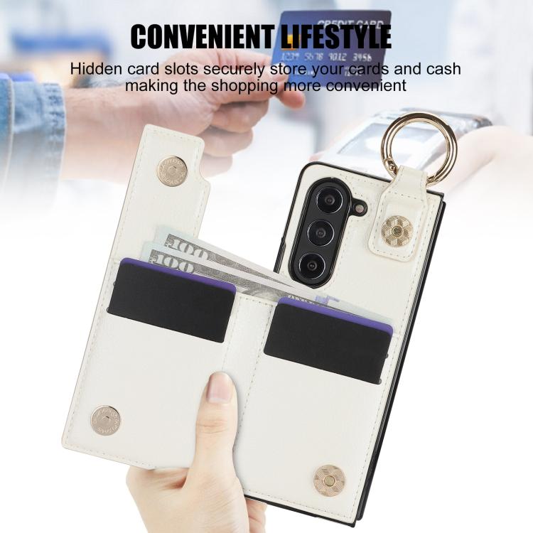 For Samsung Galaxy Z Fold7 Litchi Texture Ring Zipper Double Buckle Leather Phone Case
