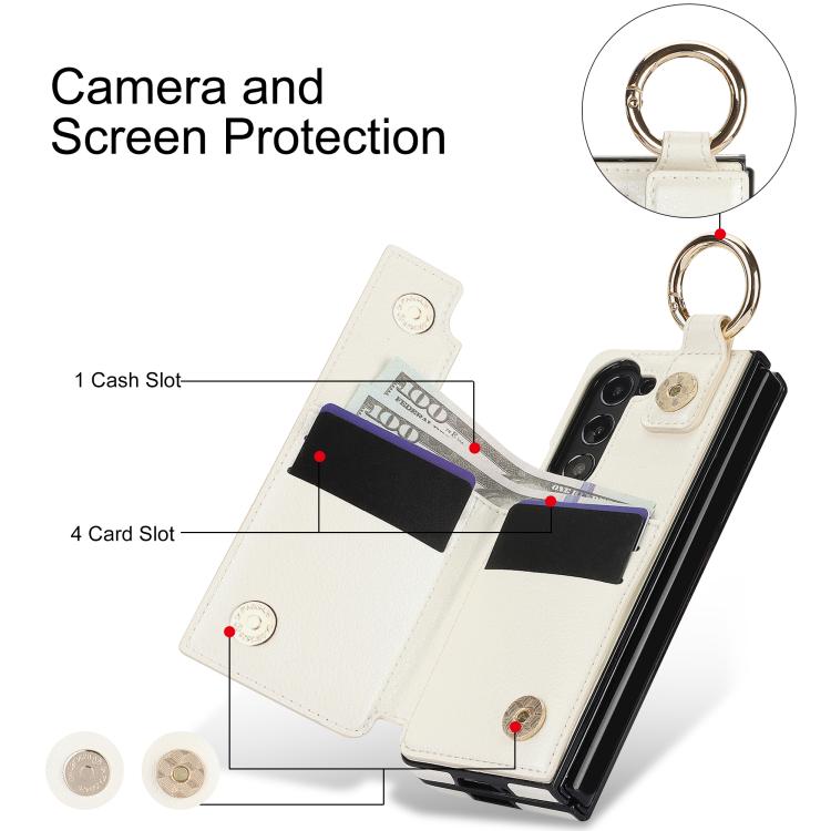 For Samsung Galaxy Z Fold7 Litchi Texture Ring Zipper Double Buckle Leather Phone Case