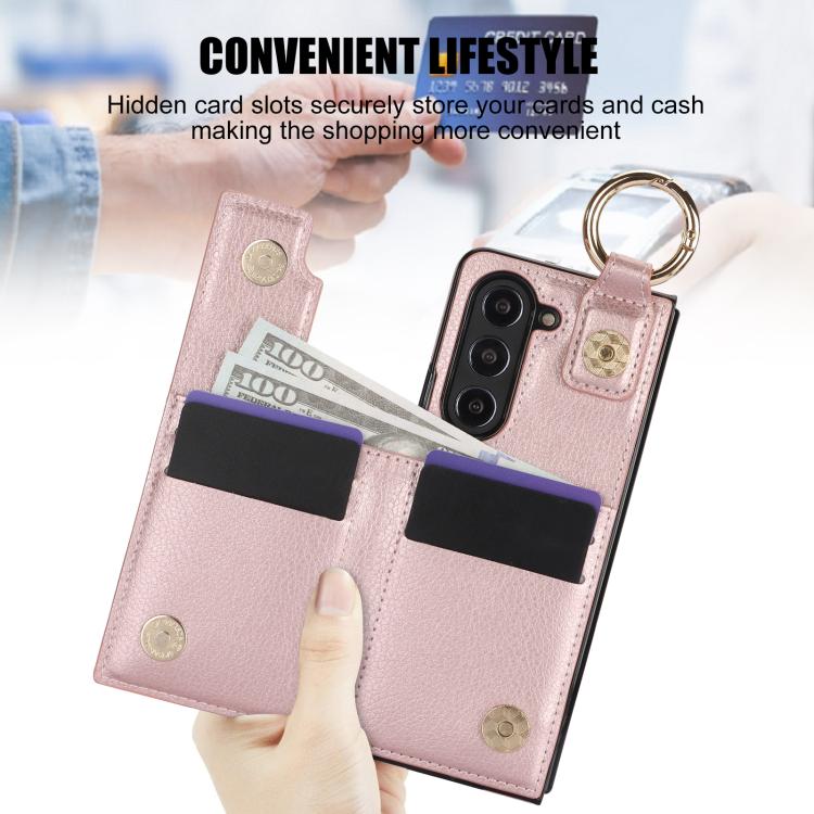 For Samsung Galaxy Z Fold7 Litchi Texture Ring Zipper Double Buckle Leather Phone Case