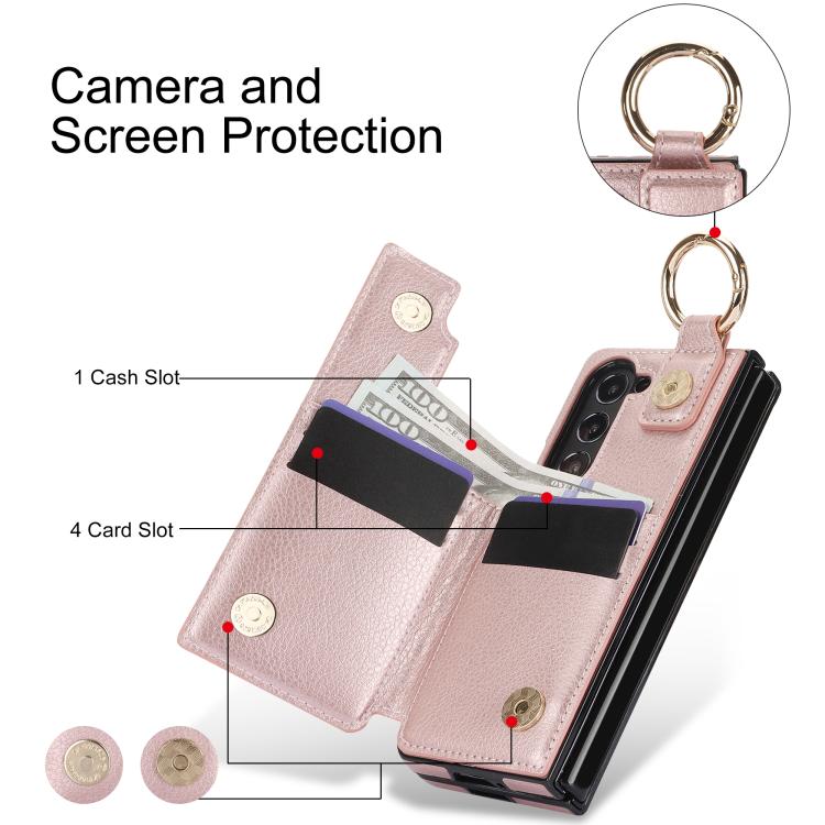 For Samsung Galaxy Z Fold7 Litchi Texture Ring Zipper Double Buckle Leather Phone Case