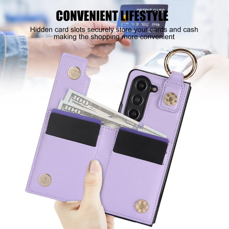For Samsung Galaxy Z Fold7 Litchi Texture Ring Zipper Double Buckle Leather Phone Case