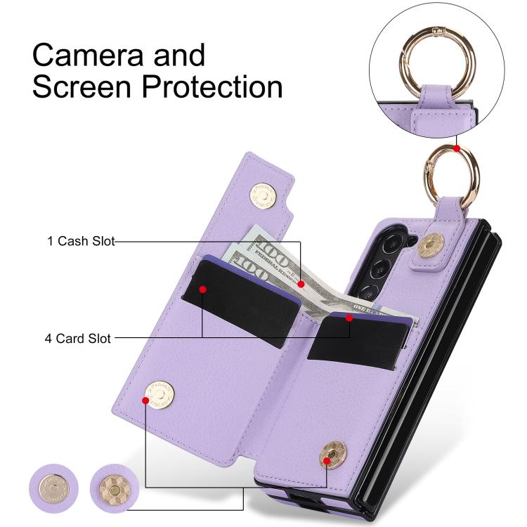 For Samsung Galaxy Z Fold7 Litchi Texture Ring Zipper Double Buckle Leather Phone Case