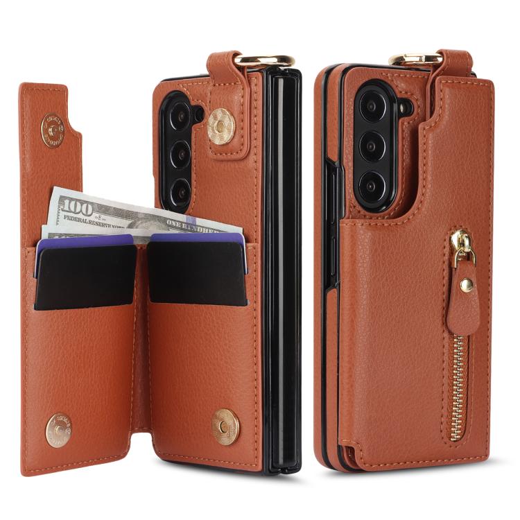 For Samsung Galaxy Z Fold7 Litchi Texture Ring Zipper Double Buckle Leather Phone Case