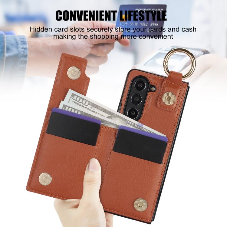 For Samsung Galaxy Z Fold7 Litchi Texture Ring Zipper Double Buckle Leather Phone Case