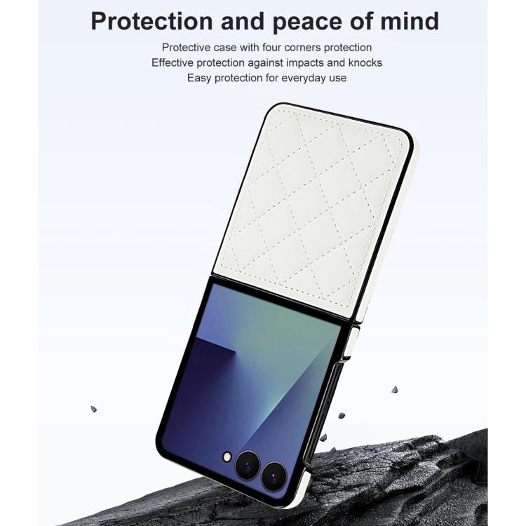 For Samsung Galaxy Z Flip7 5G Rhombic Fold Leather Phone Case