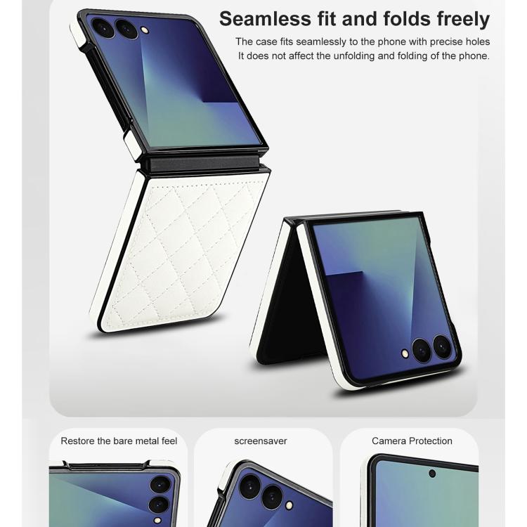 For Samsung Galaxy Z Flip7 5G Rhombic Fold Leather Phone Case