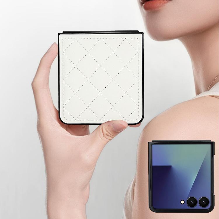 For Samsung Galaxy Z Flip7 5G Rhombic Fold Leather Phone Case