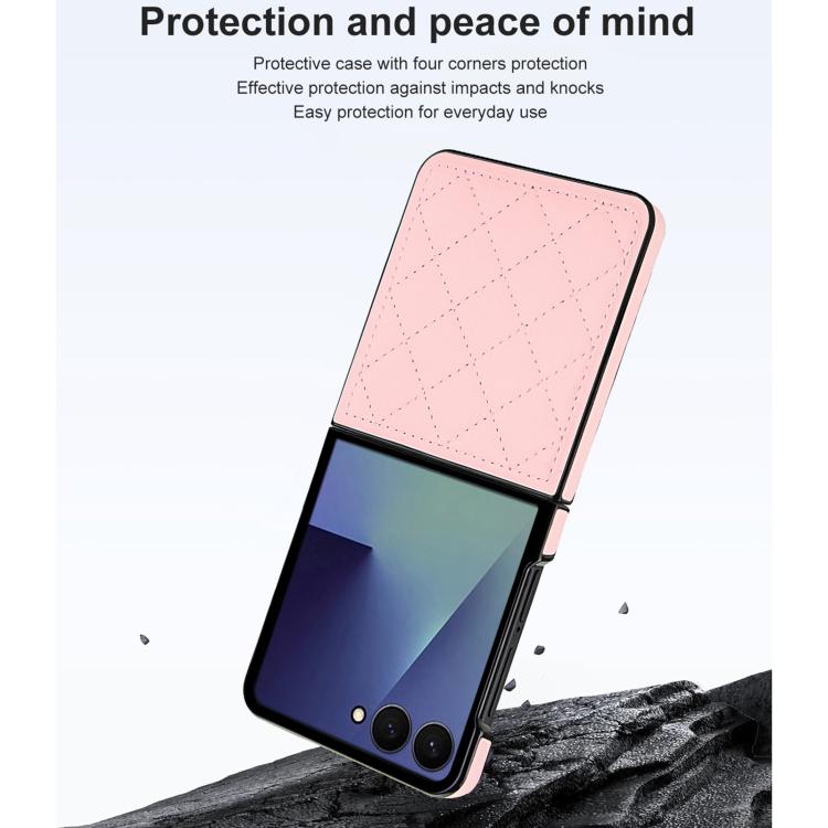 For Samsung Galaxy Z Flip7 5G Rhombic Fold Leather Phone Case