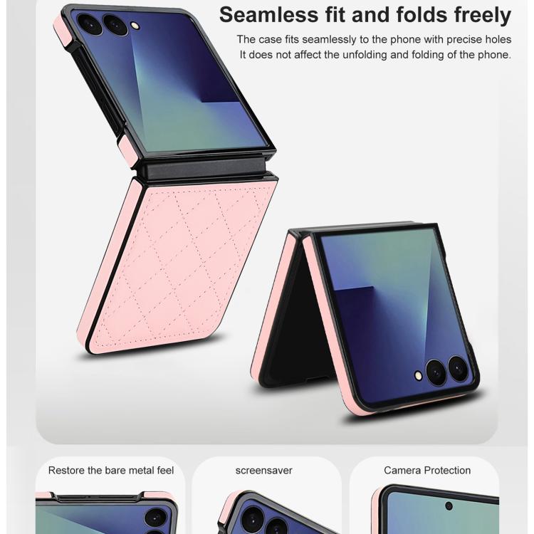 For Samsung Galaxy Z Flip7 5G Rhombic Fold Leather Phone Case