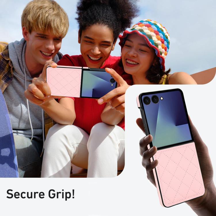 For Samsung Galaxy Z Flip7 5G Rhombic Fold Leather Phone Case