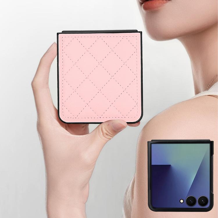 For Samsung Galaxy Z Flip7 5G Rhombic Fold Leather Phone Case