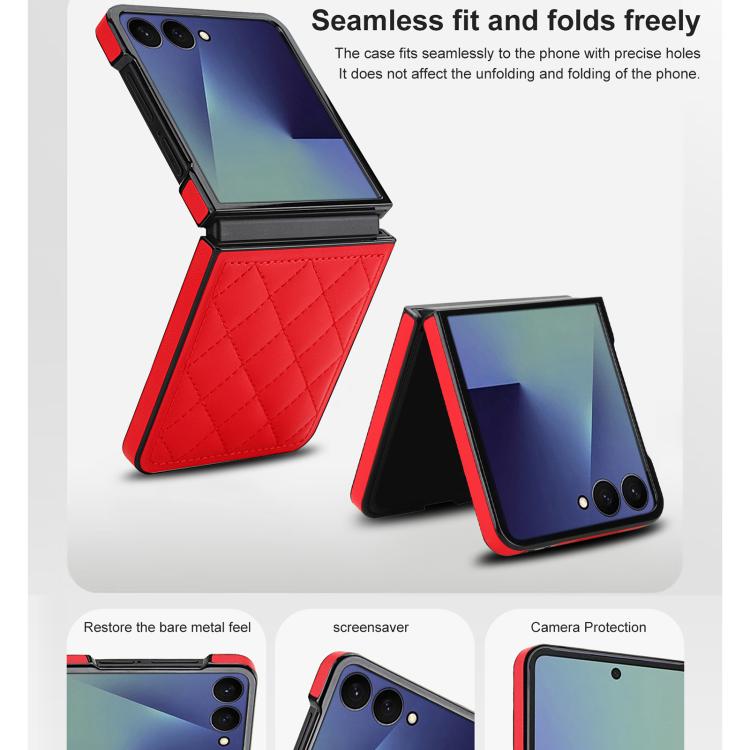 For Samsung Galaxy Z Flip7 5G Rhombic Fold Leather Phone Case