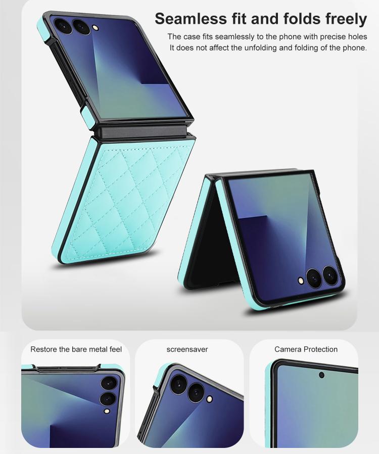 For Samsung Galaxy Z Flip7 5G Rhombic Fold Leather Phone Case
