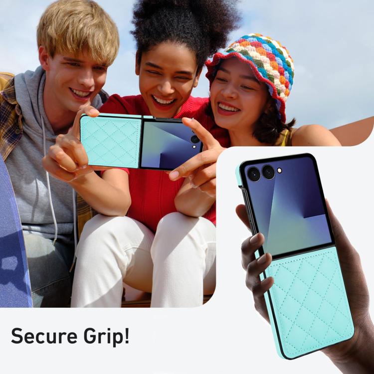 For Samsung Galaxy Z Flip7 5G Rhombic Fold Leather Phone Case