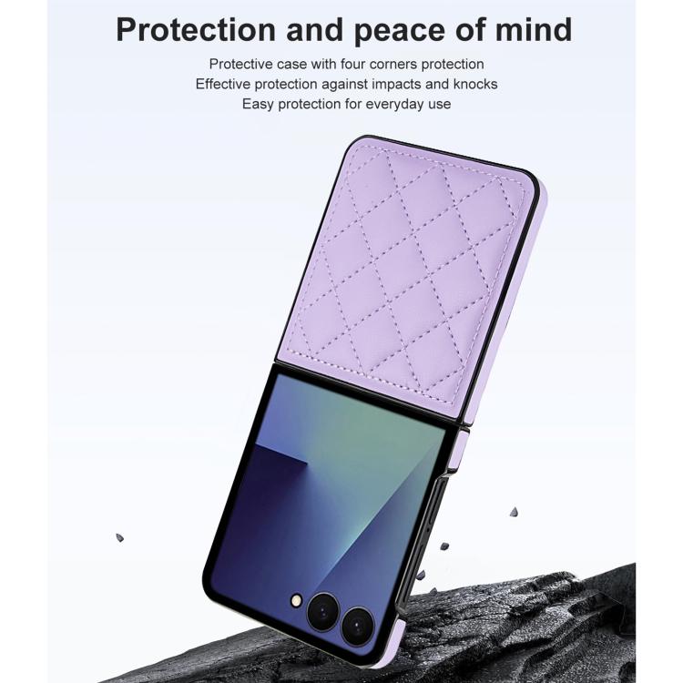 For Samsung Galaxy Z Flip7 5G Rhombic Fold Leather Phone Case