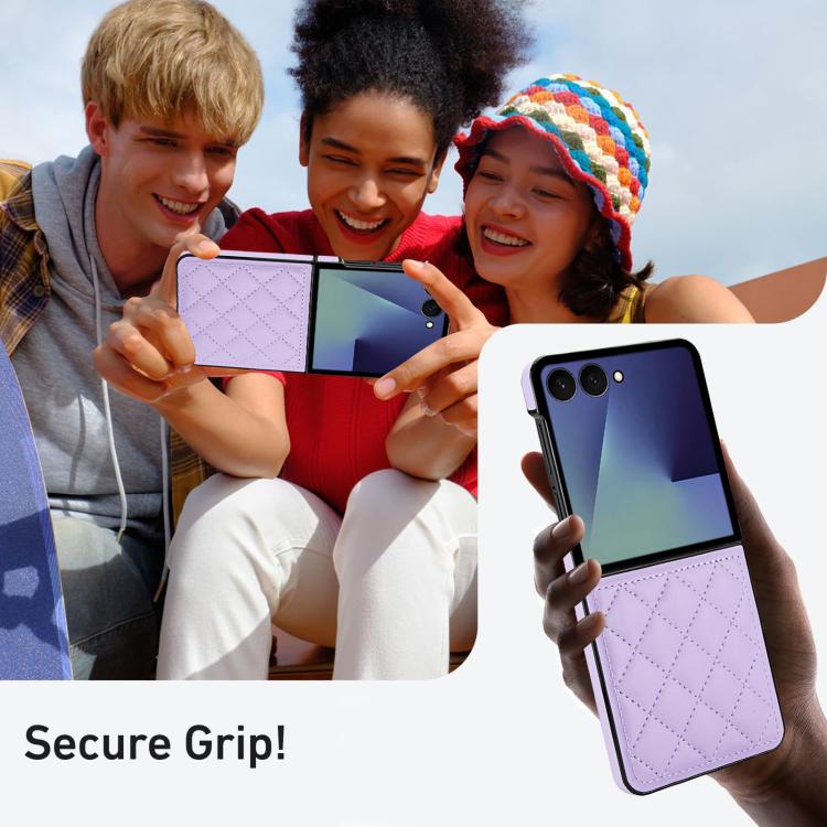 For Samsung Galaxy Z Flip7 5G Rhombic Fold Leather Phone Case