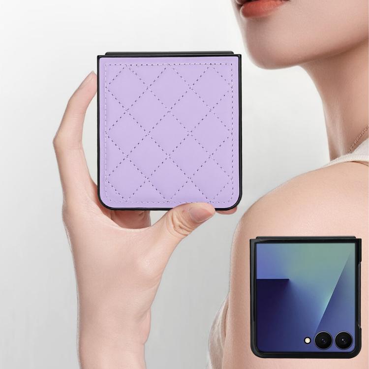 For Samsung Galaxy Z Flip7 5G Rhombic Fold Leather Phone Case
