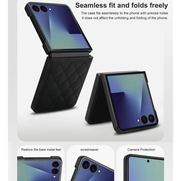 For Samsung Galaxy Z Flip7 5G Rhombic Fold Leather Phone Case