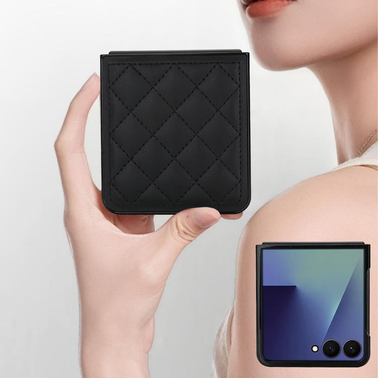 For Samsung Galaxy Z Flip7 5G Rhombic Fold Leather Phone Case