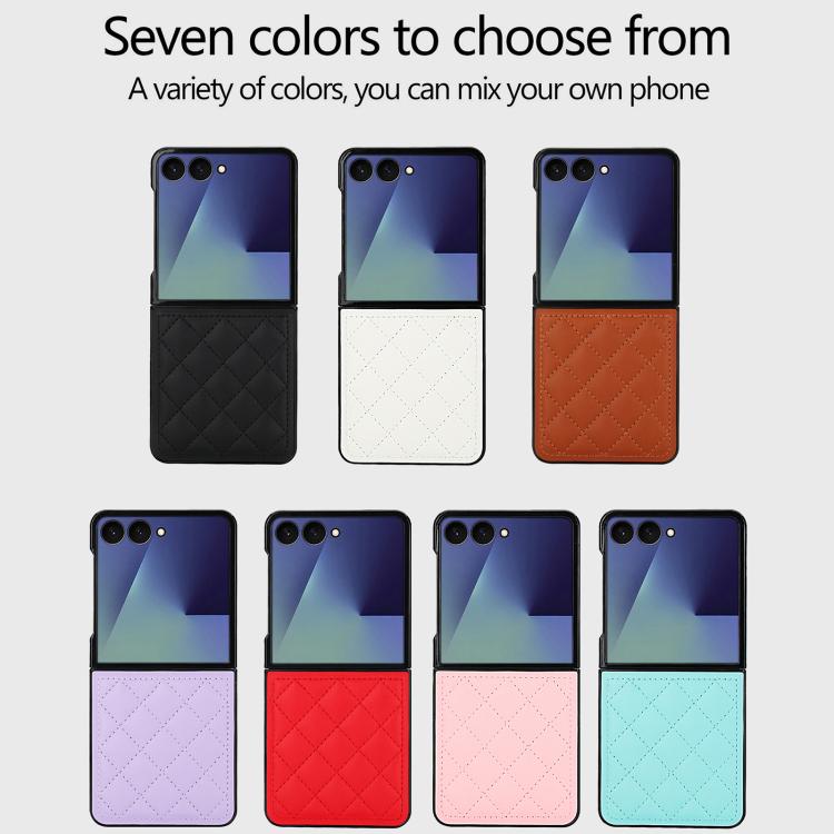 For Samsung Galaxy Z Flip7 5G Rhombic Fold Leather Phone Case