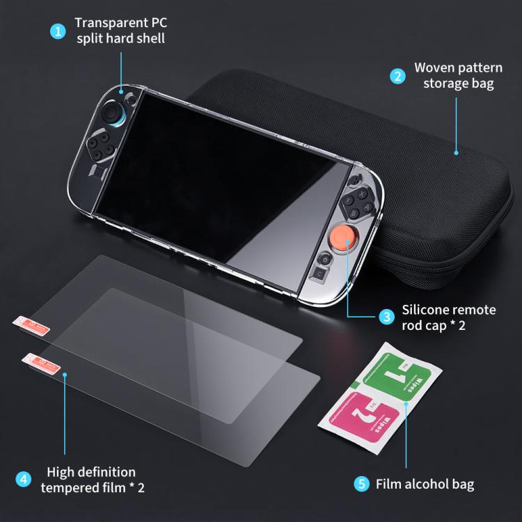 For Nintendo Switch 2 5 in 1 Handheld Game Console Storage Bag Set - Black