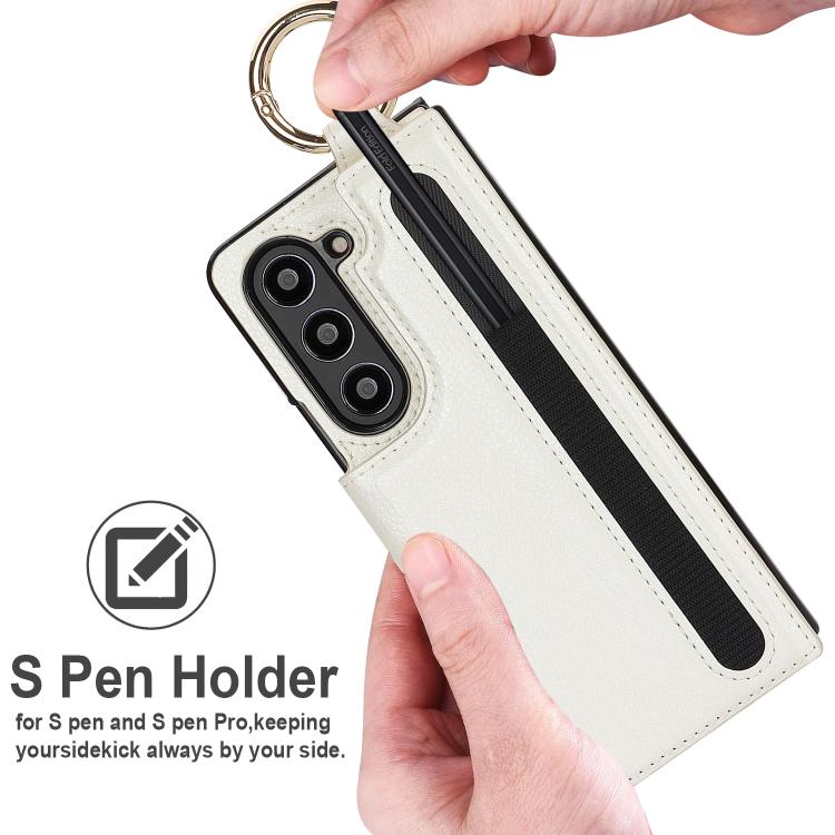 For Samsung Galaxy Z Fold7 Litchi Texture Double Buckle Leather Phone Case with Pen Slot