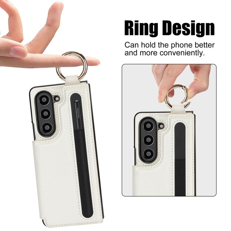 For Samsung Galaxy Z Fold7 Litchi Texture Double Buckle Leather Phone Case with Pen Slot