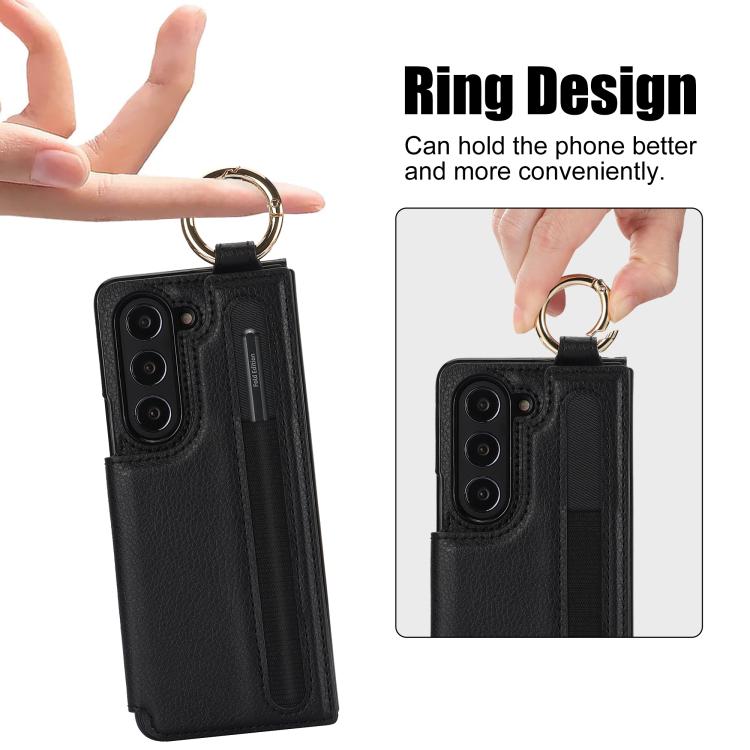 For Samsung Galaxy Z Fold7 Litchi Texture Double Buckle Leather Phone Case with Pen Slot