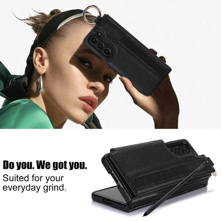 For Samsung Galaxy Z Fold7 Litchi Texture Double Buckle Leather Phone Case with Pen Slot