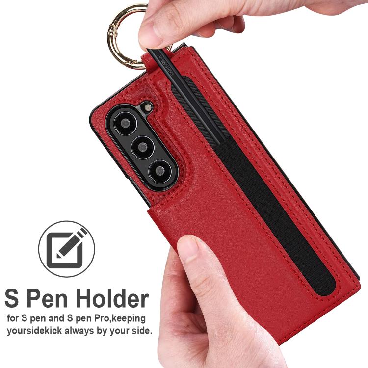 For Samsung Galaxy Z Fold7 Litchi Texture Double Buckle Leather Phone Case with Pen Slot